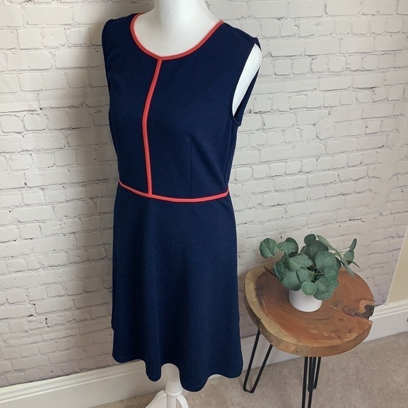THML Nanette Texture Knit Fit & Flare Navy Dress - Picture 9 of 14